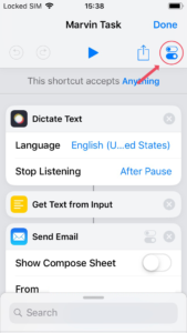Shortcuts app settings