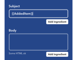 Setting up the email fields in IFTTT